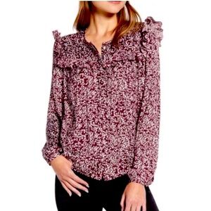 Rebecca Minkoff Selendra Floral Button Down Blouse Large NWT
